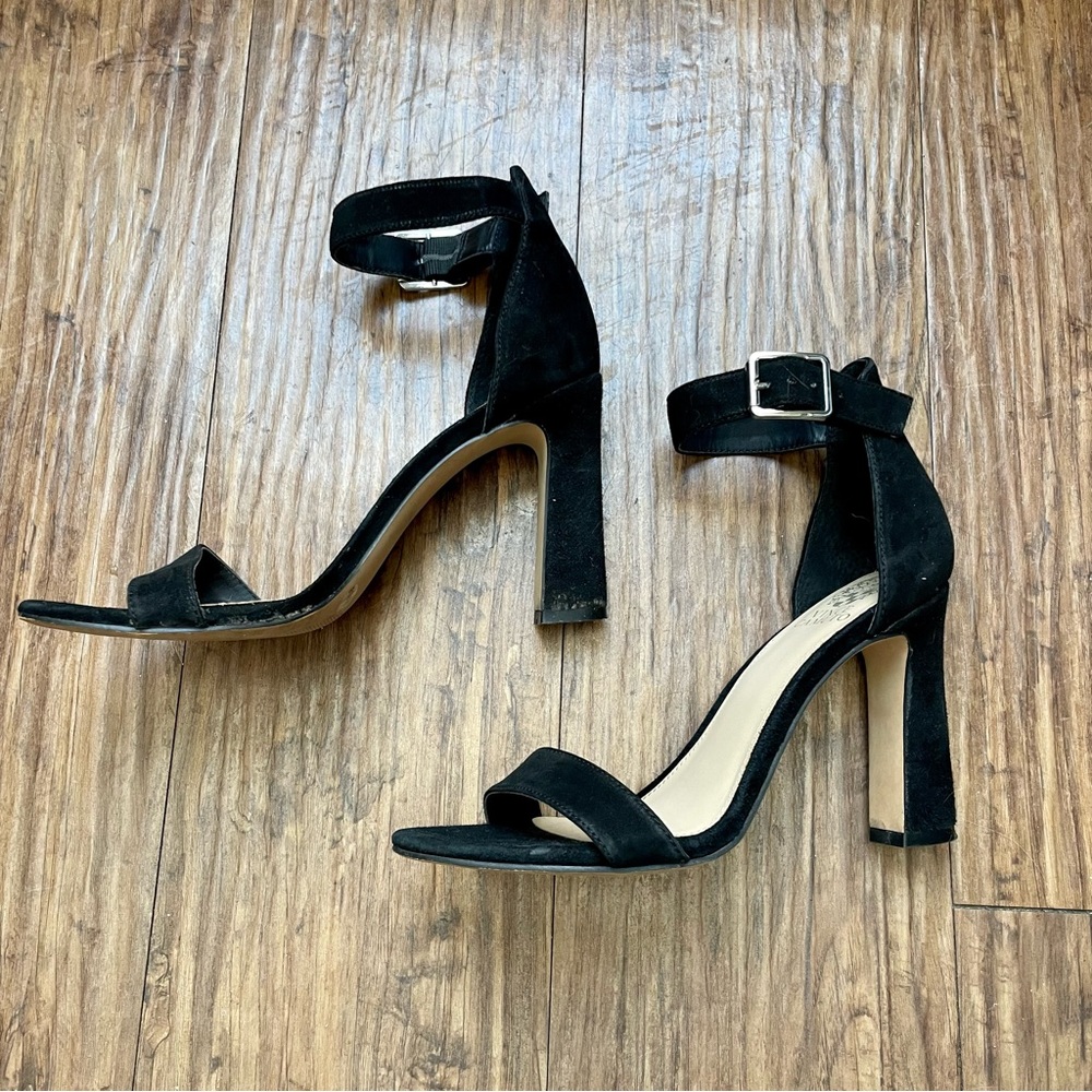 Vince Camuto Suede Heels (Black, 7.5)